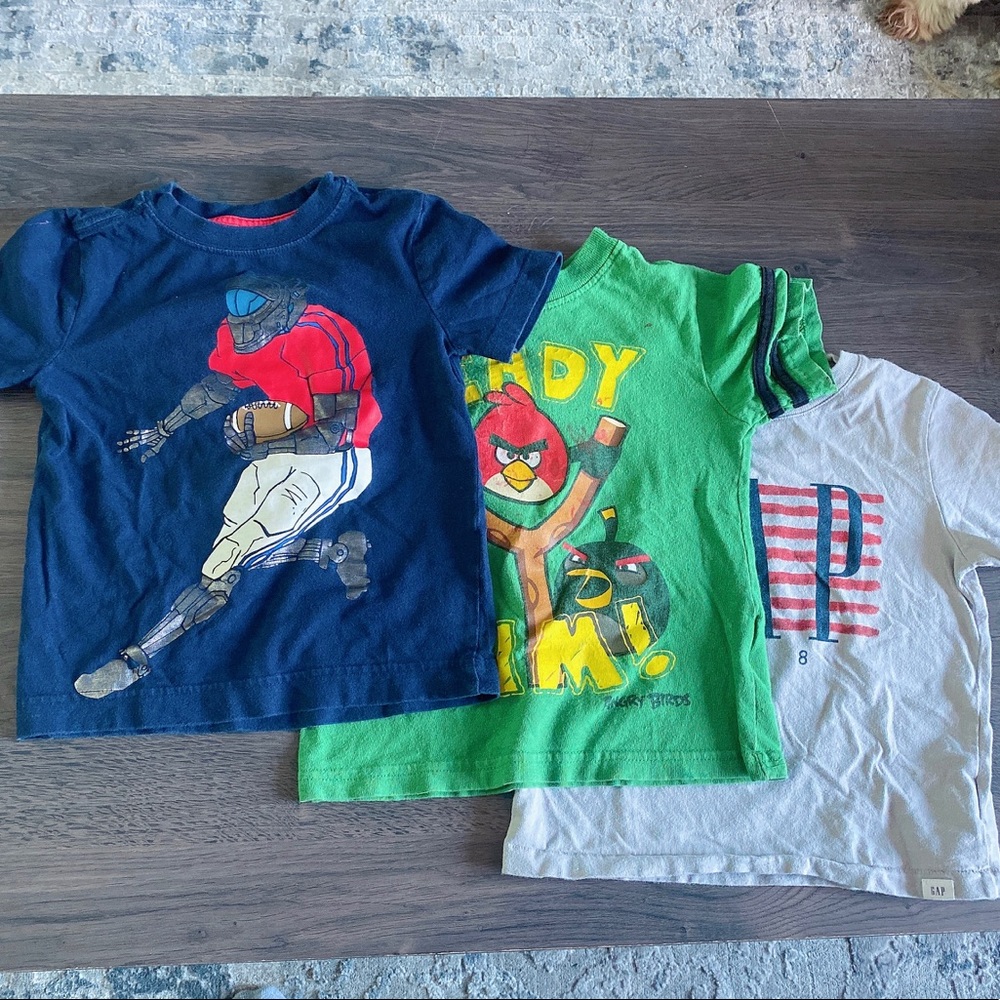 Toddler Boys Graphic T-Shirt Bundle Gymboree Angry Birds Baby Gap Size 3T 3 Pack